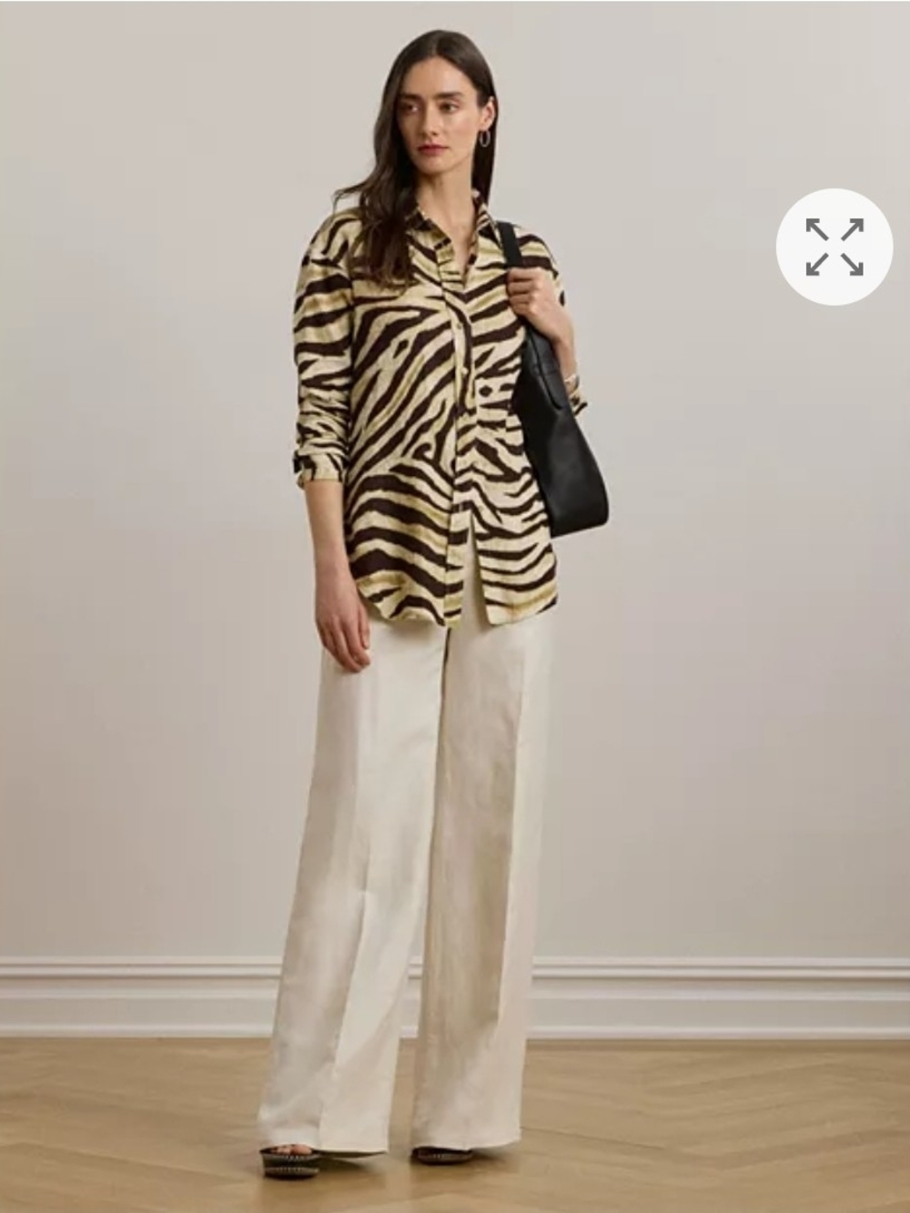 Lauren Ralph Lauren Women’s Relaxed Fit Zebra-Print 100% Linen Shirt